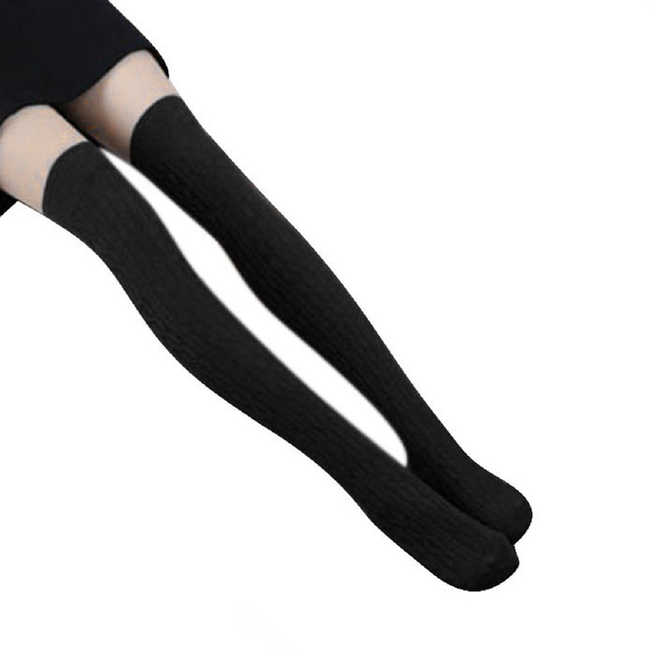 amtonseeshop Hot New Comfortable Warm Cotton Women Lady Girl Knit Over Knee Spiral Pattern Thigh Stockings High Socks (Black)