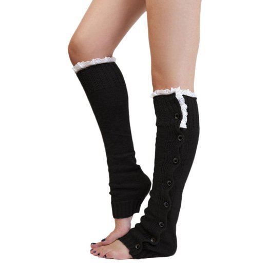 Voberry®Women Knitted Leg Warmers Boot Legwarmers Lace Trim Legging Socks