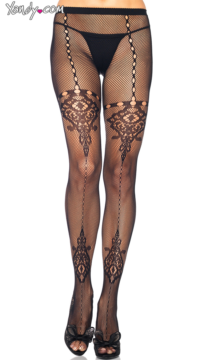 Chandelier Lace and Net Pantyhose