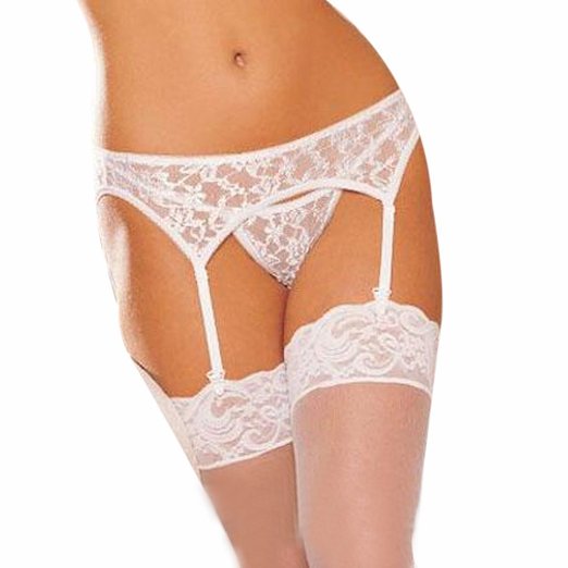 Coxeer® Lace Garter Belt Panties & Sheer Stockings Lingerie Set For Women's