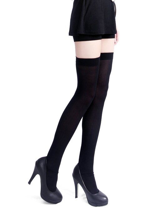 HDE Women's Solid Opaque Thigh-High Stockings Socks