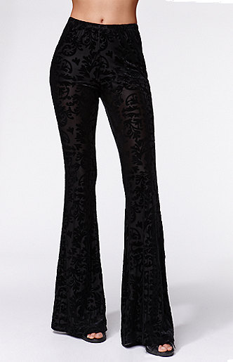 High Rise Burnout Velvet Flare Pants by Kendall and Kylie 