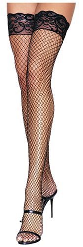 Leg Avenue Women's Fishnet Stockings with Stay Up Lace Top #9201