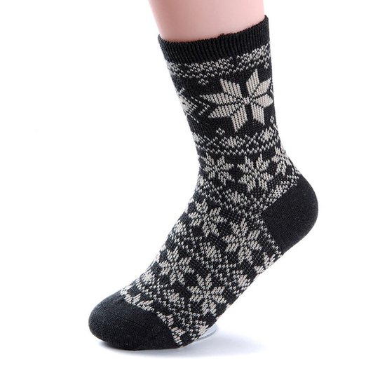 Mokingtop Christmas Snowflake Design Womens Knit Wool Warm Winter Socks