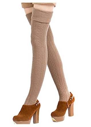 Mordenmiss Women's Knit High Thigh Booties Stockings