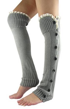 NOVAWO® Women's Christmas High Knit Crochet Lace Leg Warmers