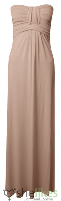 OutofGas Clothing Women's Long Jersey Dress Knot Front Strapless Maxi Dress