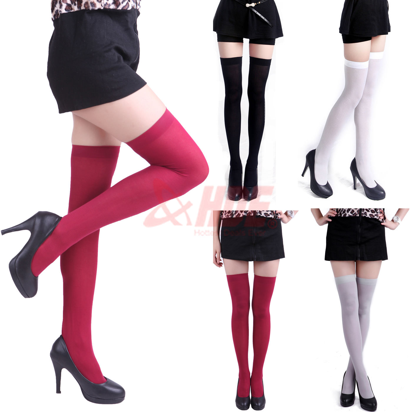 Sexy Womens Lady Girls Fashion Opaque Knit Over Knee Thigh High Stockings
