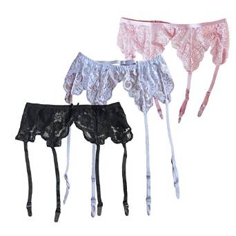 Shymay Women's Ideal Garter Belt High Waisted Lace Suspender Belt-3 Pack