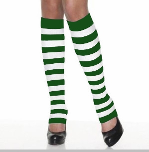 St. Patrick\'s Day Leg Warmers (Green and White Stripes)