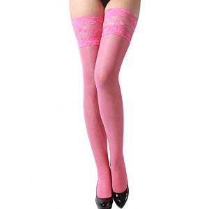 Bestpriceam (TM) 1PC Sexy Womens Lace Top Silicone Band Thigh High Stockings Pantyhose (Hot Pink)