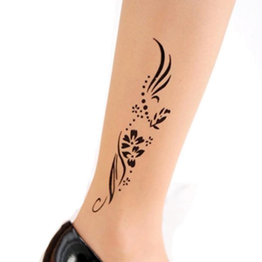 SACAS Sexy Flora Print Tattoo Sheer Pantyhose Tights one size XS ~ M